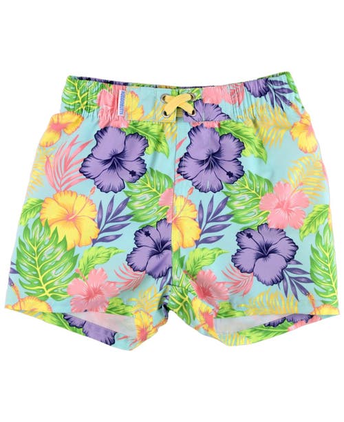 Ruggedbutts Baby Boys Upf50+ Swim Trunks In Aloha Blossoms