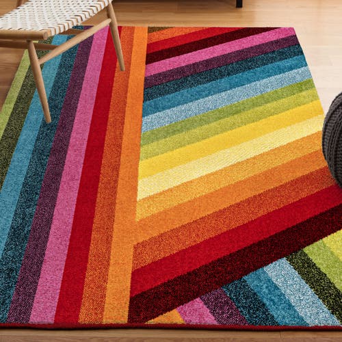 Shop Jonathan Y Retro Rainbow Contemporary Area Rug In Multi