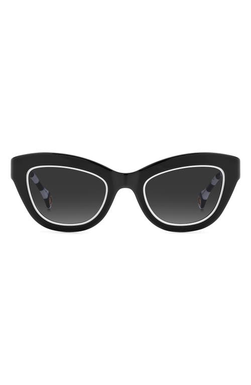 Carolina Herrera 51mm Gradient Cat Eye Sunglasses In Black White/grey Shaded