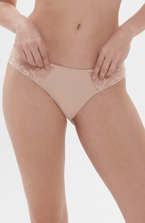 Shop Simone Perele Andora Embroidered Bikini In Peau Rose