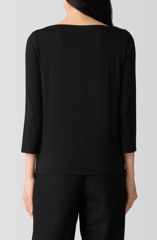 Shop Eileen Fisher Jersey Boat Neck Top In Black