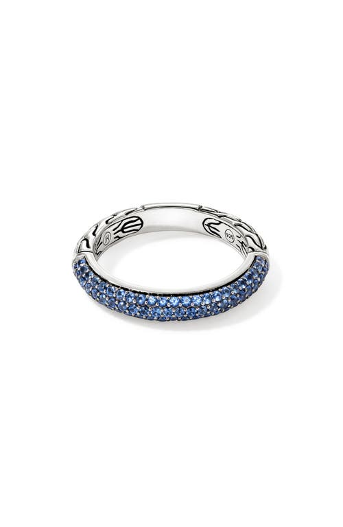 Shop John Hardy Jh Essential Pavé Band Ring, Sterling Silver, Sapphire, 3.5mm In Silver/blue