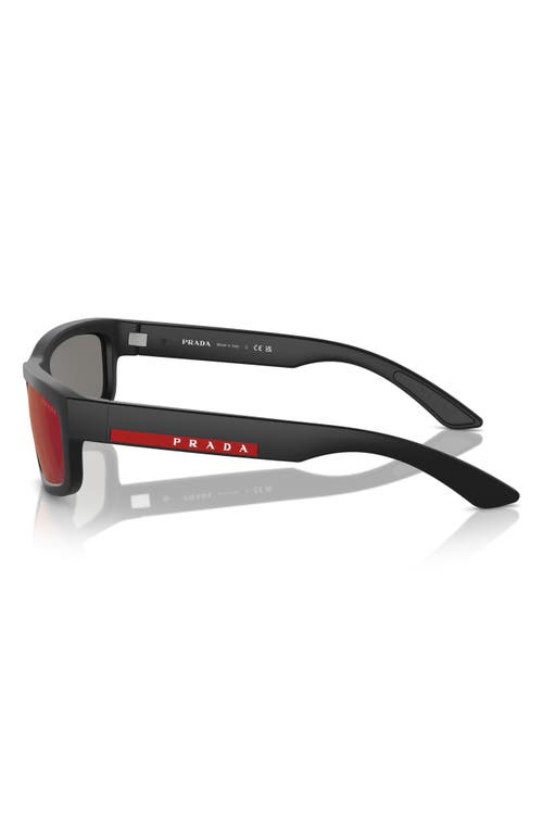 Prada Linea Rossa 59mm Rectangular Sunglasses In Black Rubber