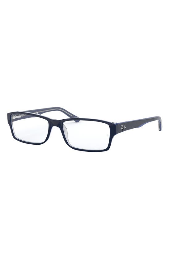 Ray Ban 54mm Rectangular Blue Light Blocking Glasses In Transparent Grey
