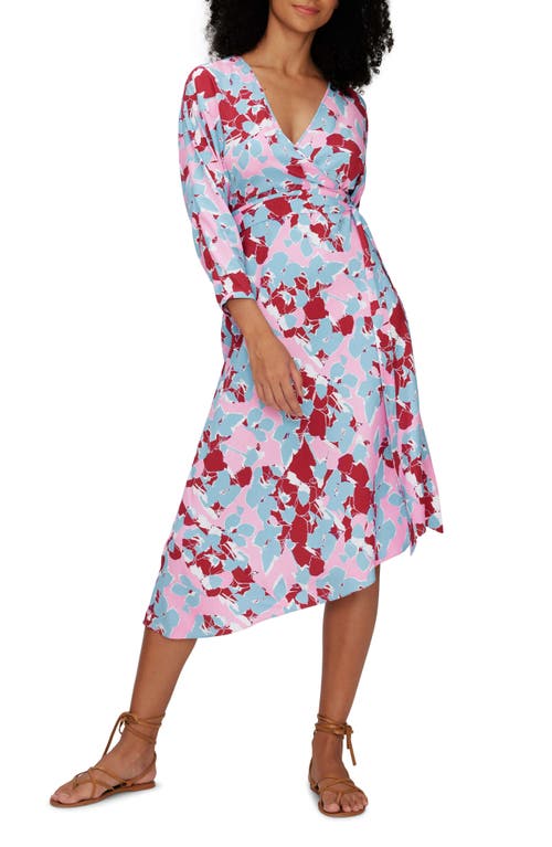 Diane von Furstenberg Elosie Two Floral Long Sleeve Midi Dress Earth Multi Med Pink at Nordstrom,