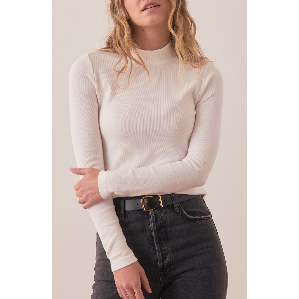 Marine Layer Lexi Mock Neck Rib Top in White