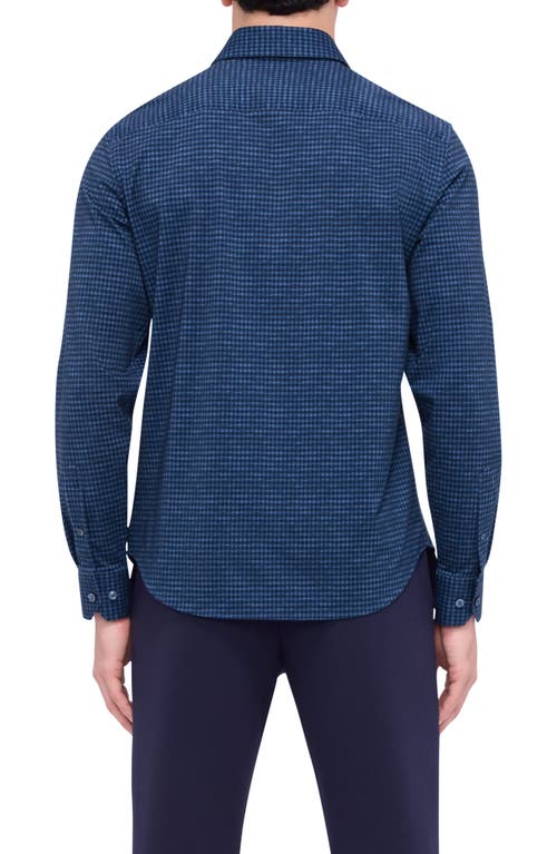 Bugatchi James Ooohcotton® Microcheck Button-up Shirt In Navy