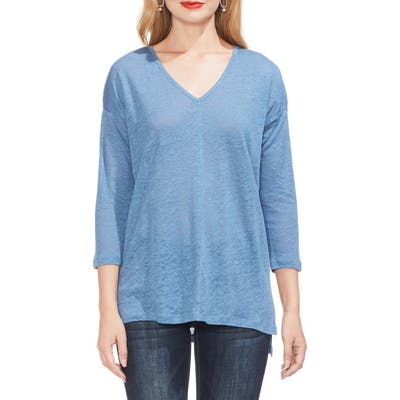 Two By Vince Camuto Seam Detail Linen Tee, Blue