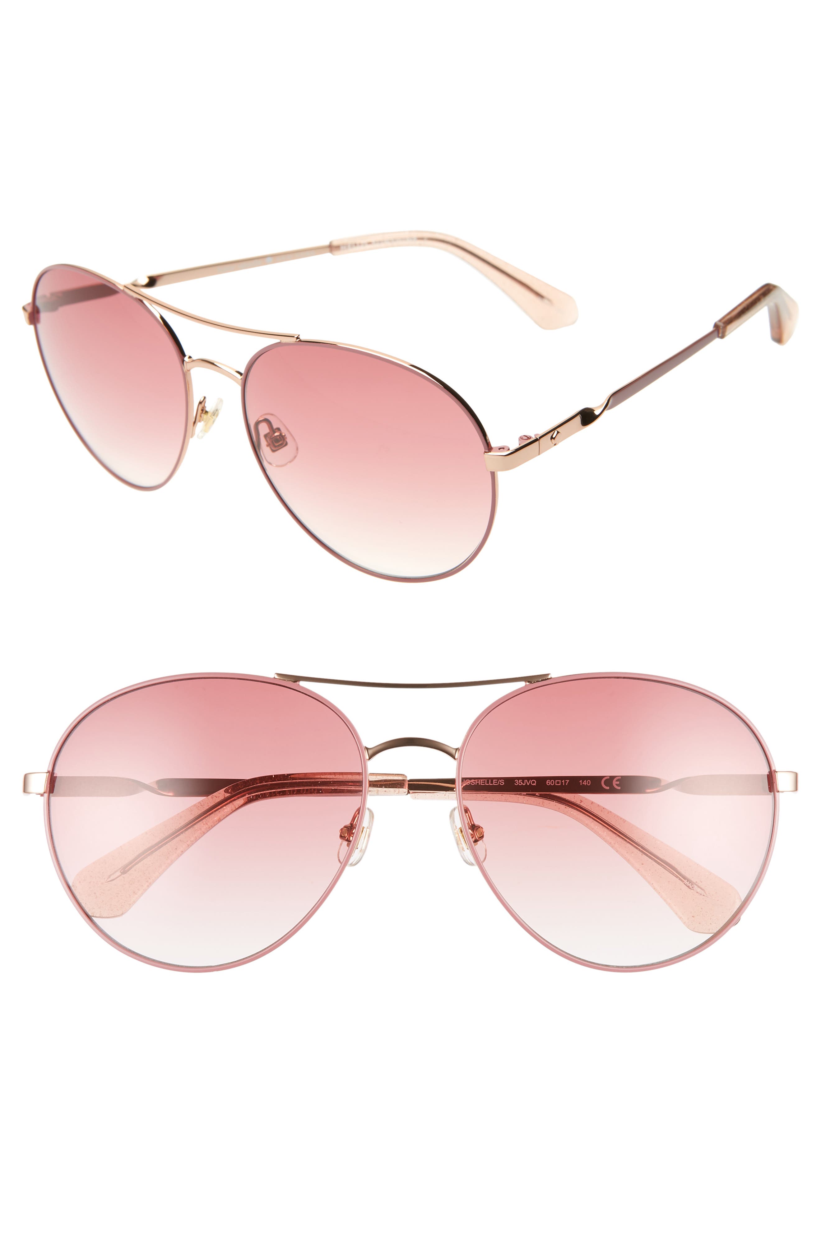 kate spade new york joshelle 60mm polarized aviator sunglasses