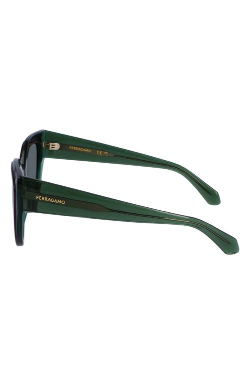 Shop Ferragamo Classic Logo 53mm Cat Eye Sunglasses In Transparent Green/violet