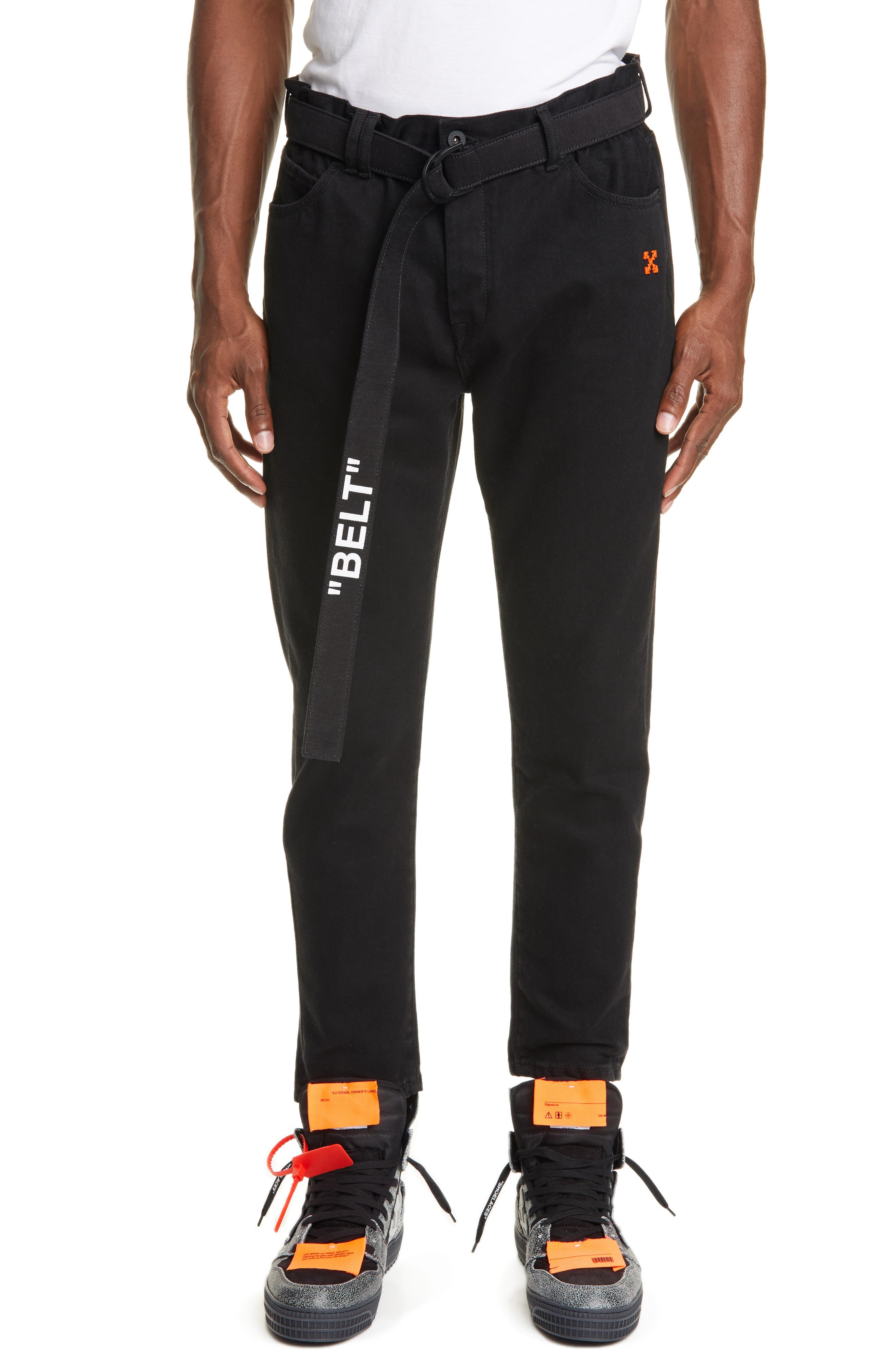 off white belt pants