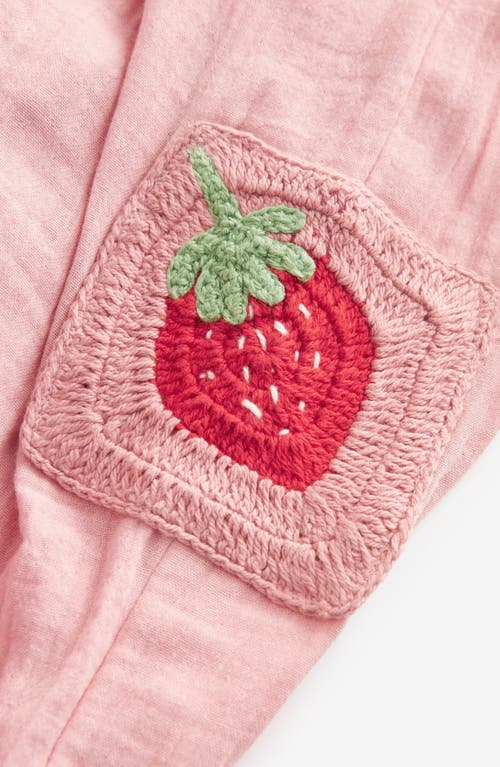 Shop Next Kids' Strawberry Crochet Accent Cotton Drawstring Pants In Pink Strawberry