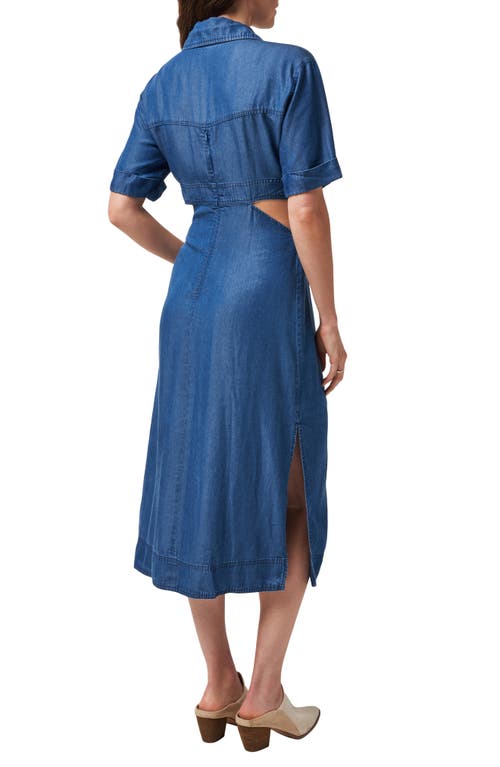 Shop Travismathew Old Havana Cutout Button-up Midi Dress In Copen Blue