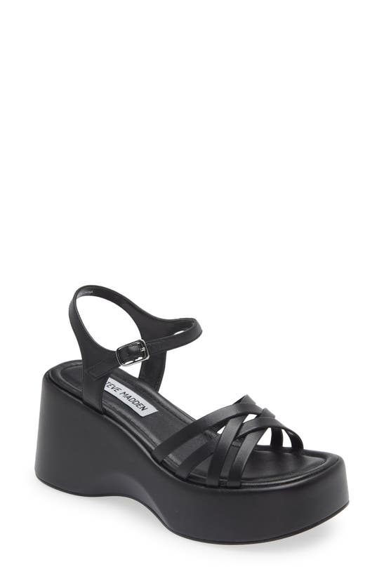 Steve Madden Crazy Platform Sandal In Black Leat