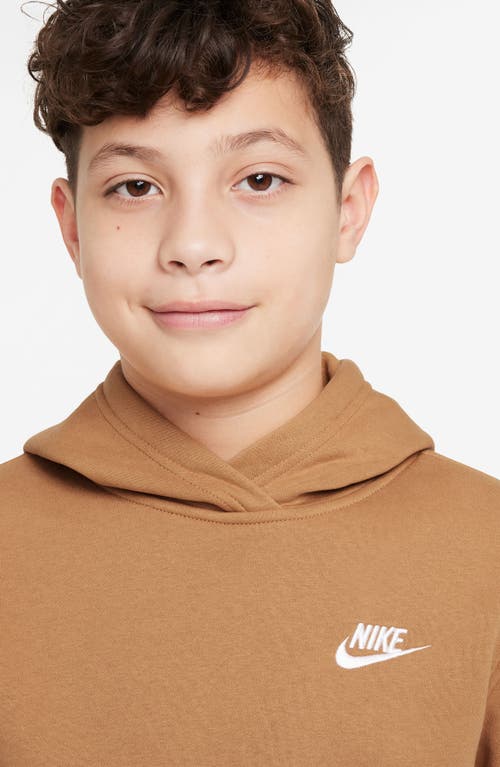 Shop Nike Kids' Club Fleece Hoodie In Flax/white