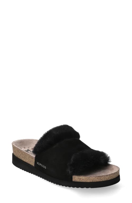 Mephisto Hemeline Faux Fur Slide Sandal In Black