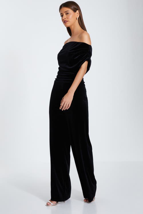 QUIZ QUIZ BARDOT VELVET JUMPSUIT 