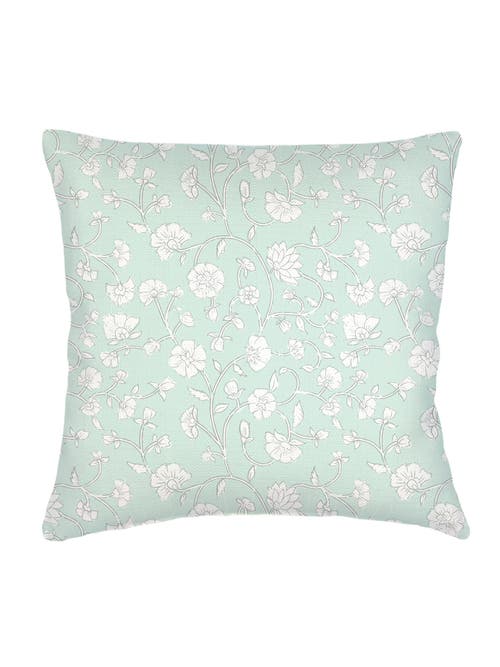 Anaya Jaipur Floral Linen Pillow With Down Insert In Mint Green