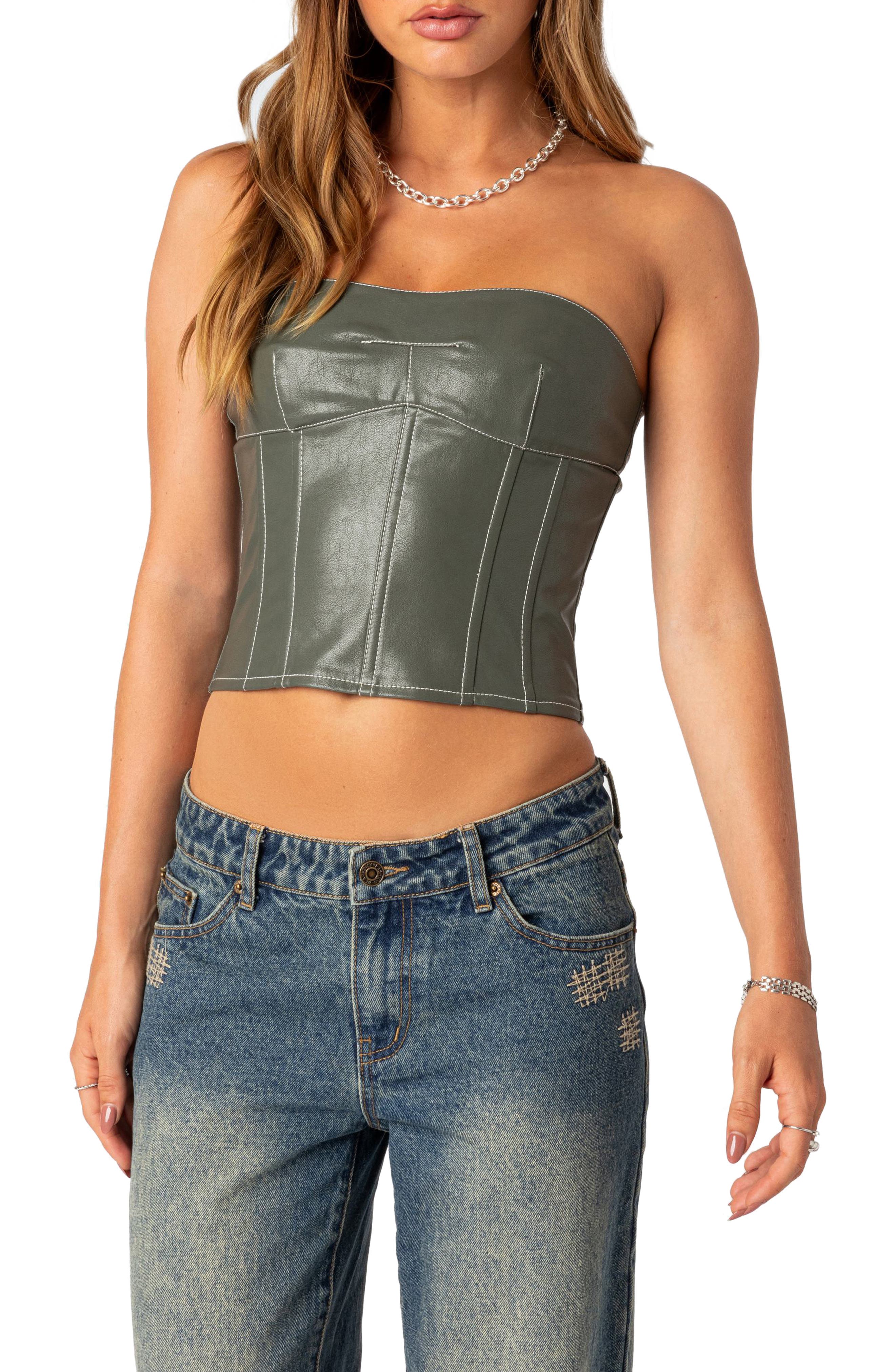 Kaytee Strapless Faux Leather Corset Top - Ivory – Girls Will Be Girls