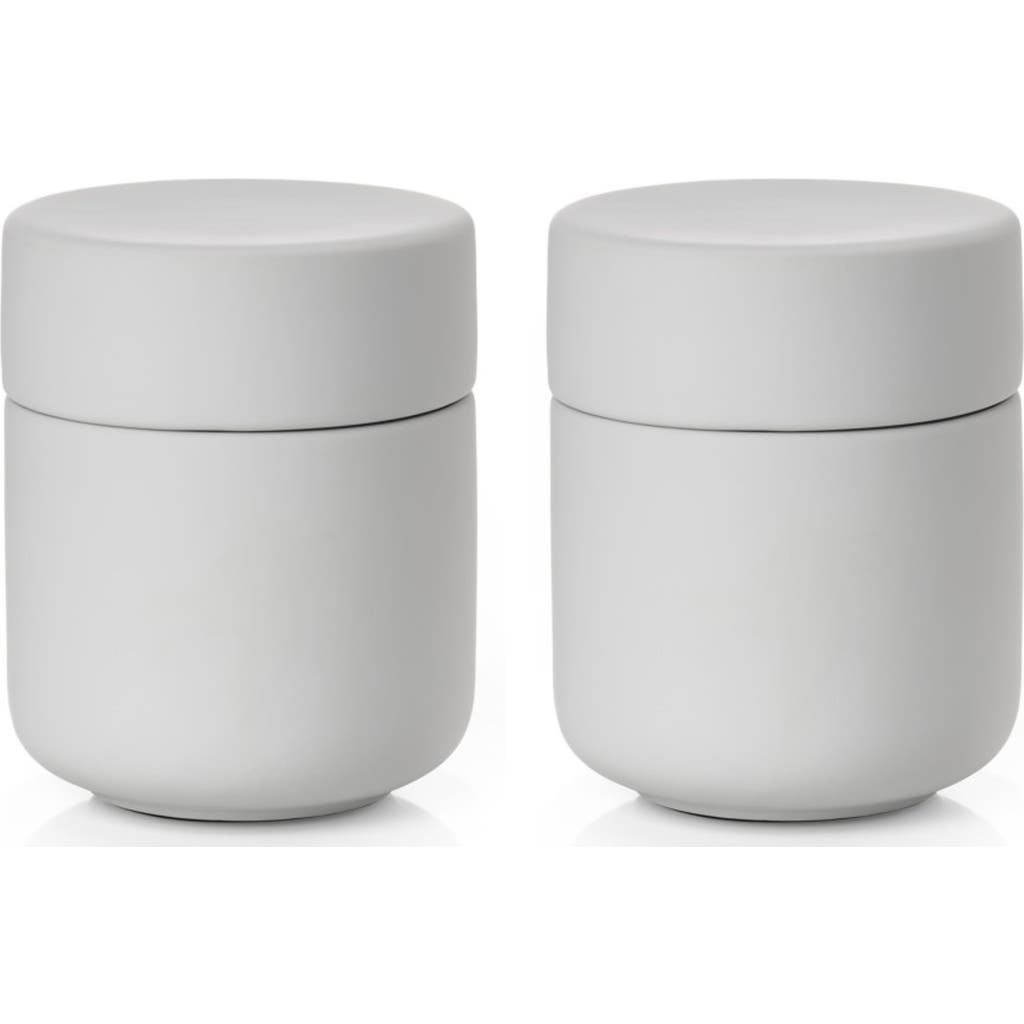 Zone Denmark Ume Set Of 2 Ceramic Jars In Soft Grey