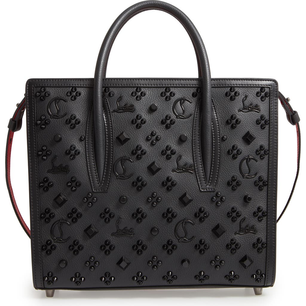 Christian Louboutin Medium Paloma Studded Leather Satchel In Black/ultrablack