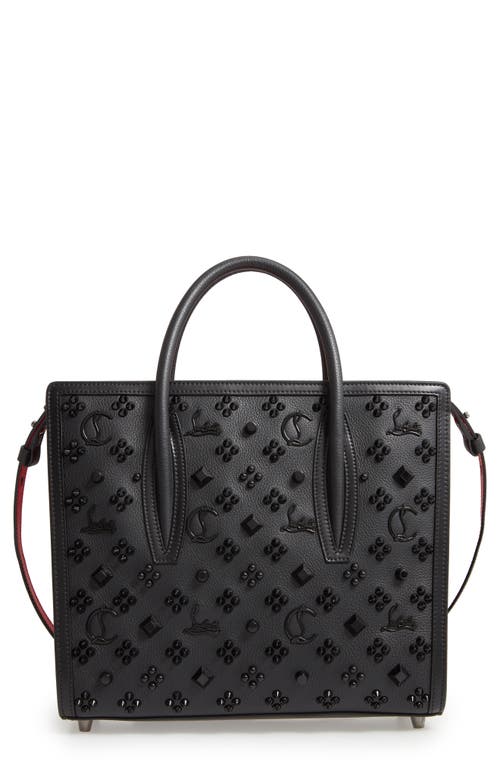 Shop Christian Louboutin Medium Paloma Studded Leather Satchel In Black/ultrablack