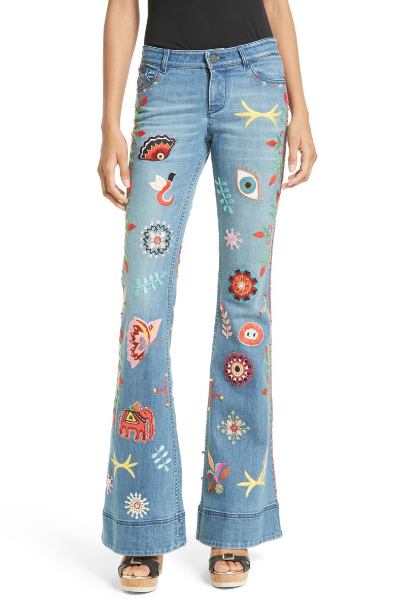 Alice + Olivia New Ryley Embroidered Flare Leg Jeans | Nordstrom