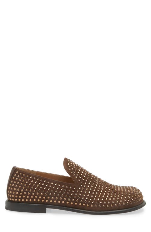 Shop Jw Anderson Crystal Embellished Loafer In 502 Chocolate Strass Ot