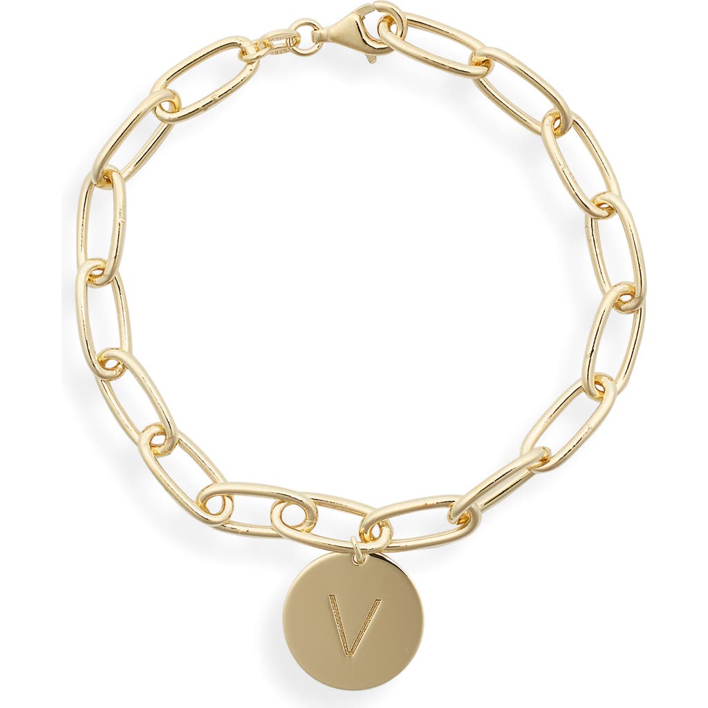 Meshmerise Initial Disc Charm Bracelet In Yellow-v