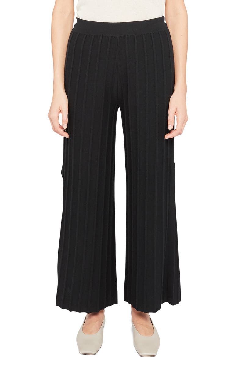 Theory Ribbed Wool Blend Wide Leg Pants, Main, color, 