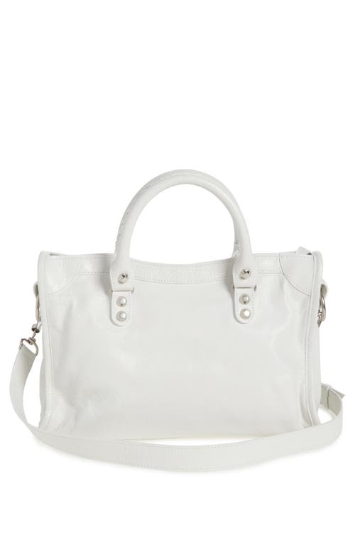 Balenciaga Small Le City Leather Tote Bag In Optic White