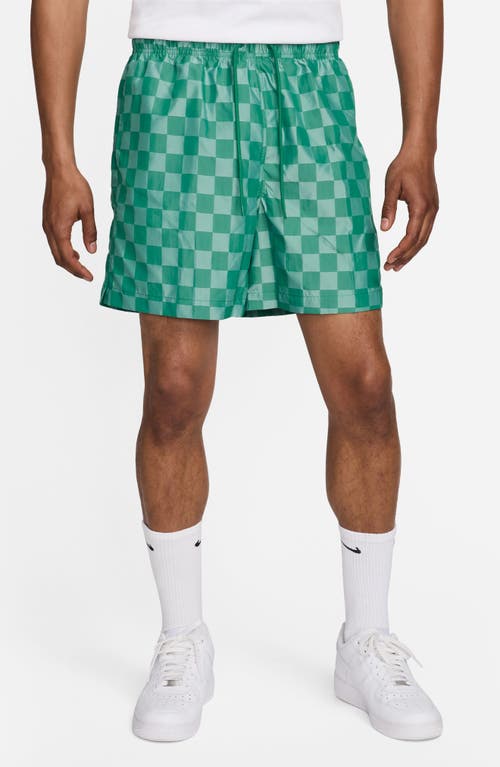 Nike Club Flow Check Nylon Shorts In Malachite/white