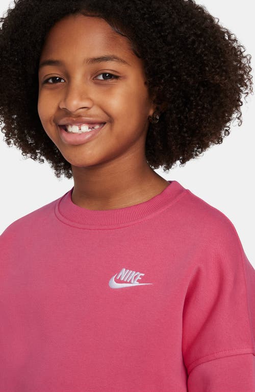 Shop Nike Kids' Sportswear Club Fleece Crewneck Sweatshirt In Aster Pink/white