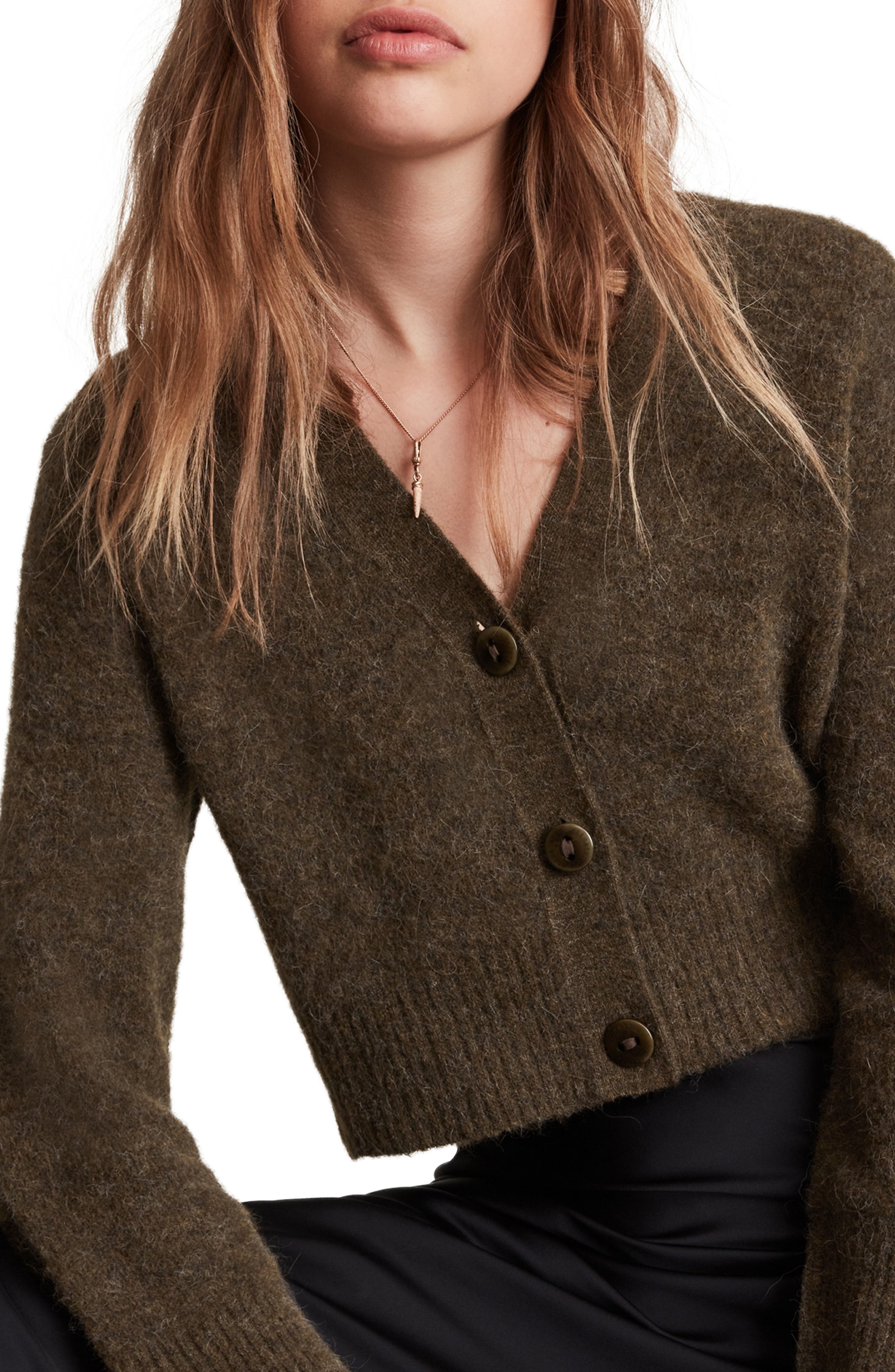 khaki cropped cardigan