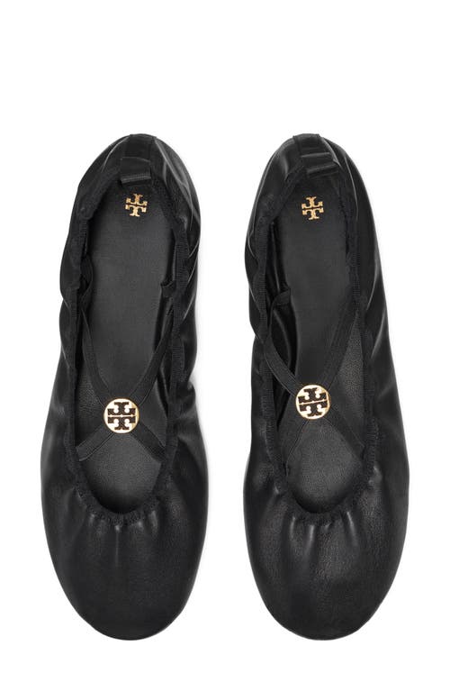 Shop Tory Burch Scrunch Ballet Flat In Perfect Black/perfect Black