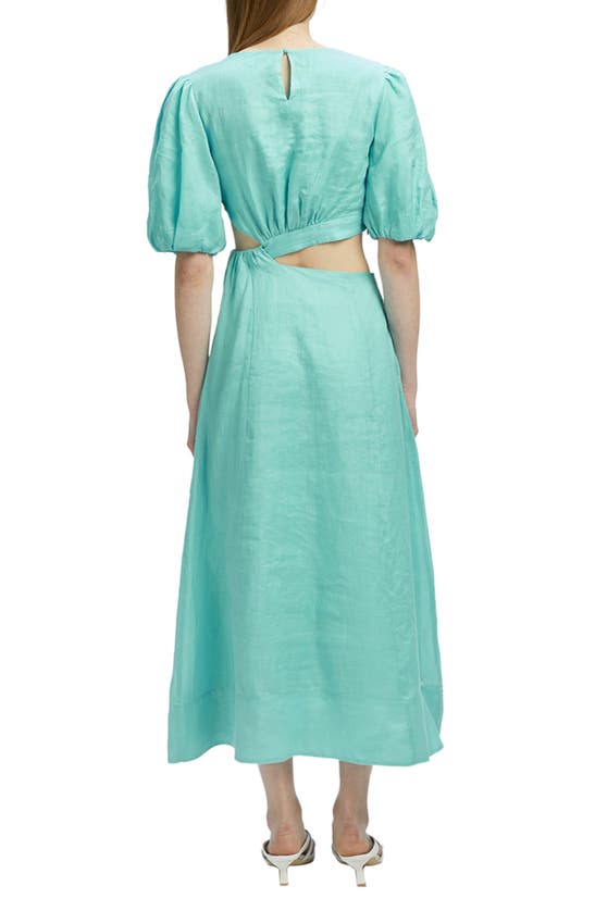 Shop Bardot Impala Puff Sleeve Cutout Maxi Dress In Aqua