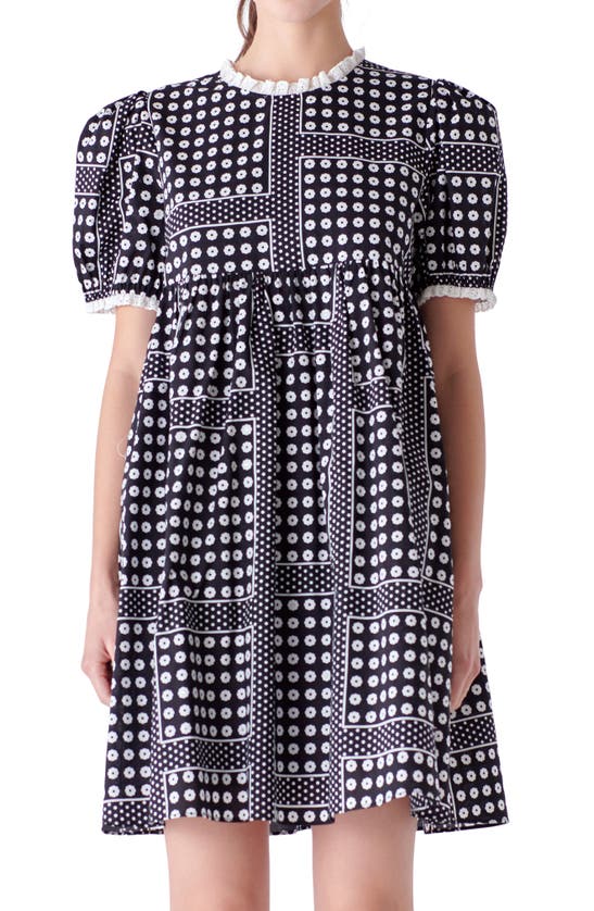 ENGLISH FACTORY ENGLISH FACTORY FLORAL PUFF SLEEVE BABYDOLL DRESS