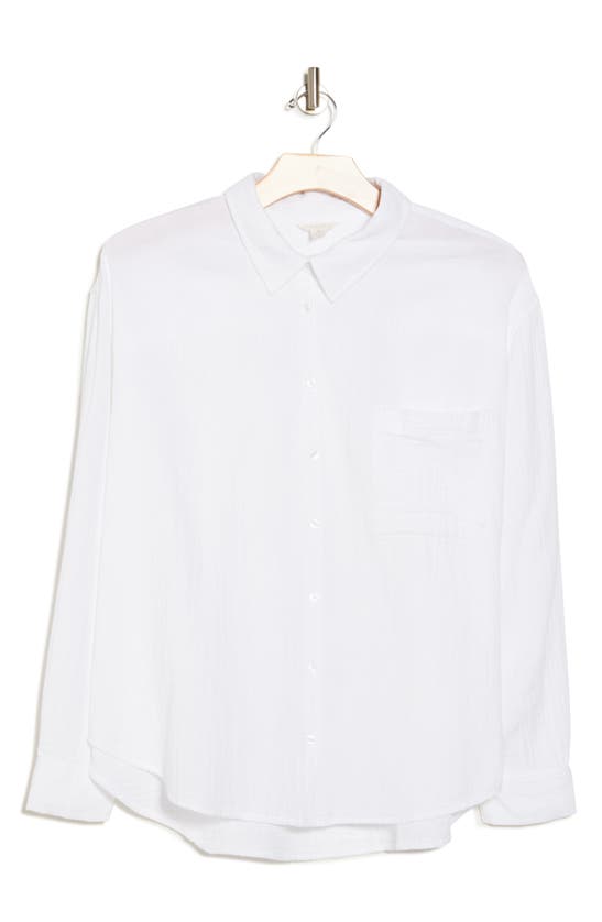 CASLON CASLON® RELAXED COTTON GAUZE BUTTON-UP SHIRT