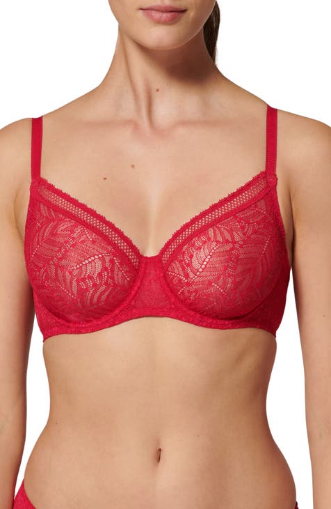 Buy Quttos Wire Free Elegant Lace Bra - Red online