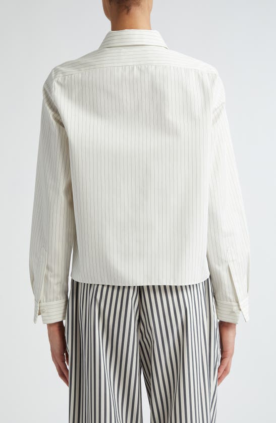 Shop Partow Lara Pinstripe Silk Button-up Shirt In Ivory