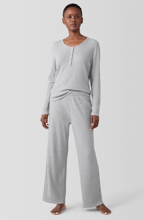 EILEEN FISHER SLEEP EILEEN FISHER SLEEP ORGANIC COTTON WAFFLE KNIT STRAIGHT ANKLE PANTS 