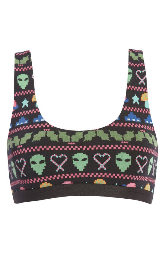 Meundies Print Bralette In Cosmic Mistletoe
