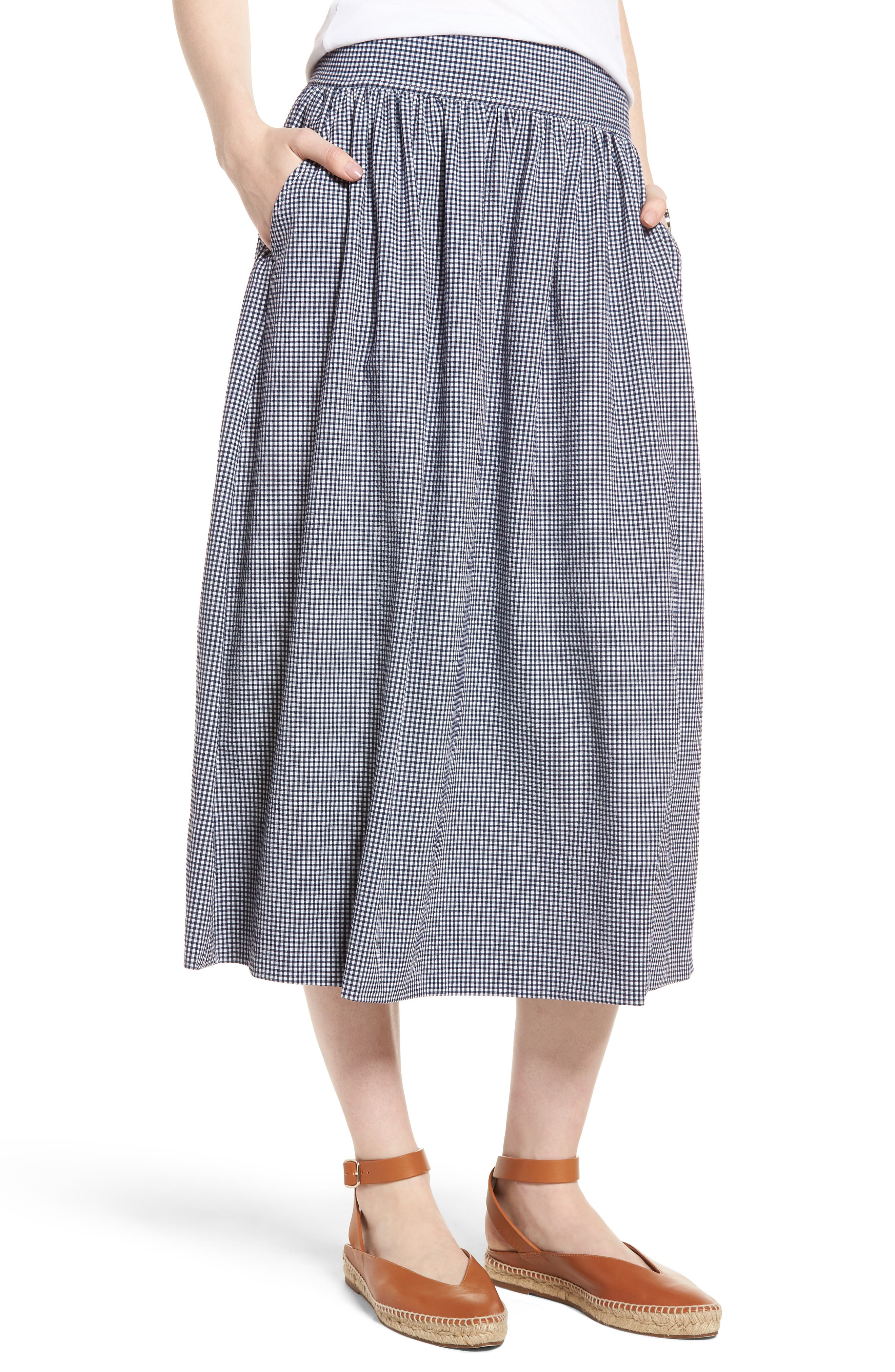 smocked waist midi skirt