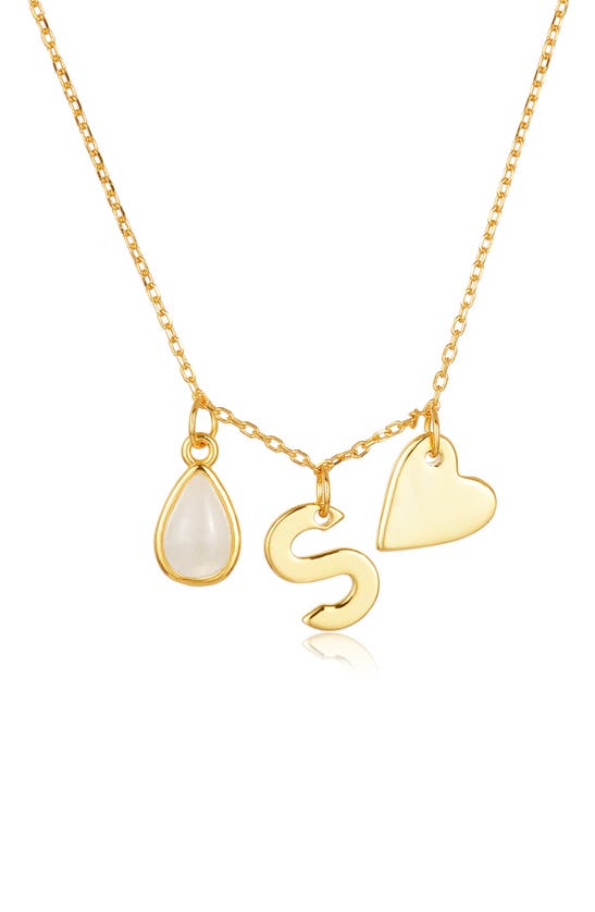 Adornia 14k Yellow Gold Vermeil Moonstone Initial Necklace In Gold-s