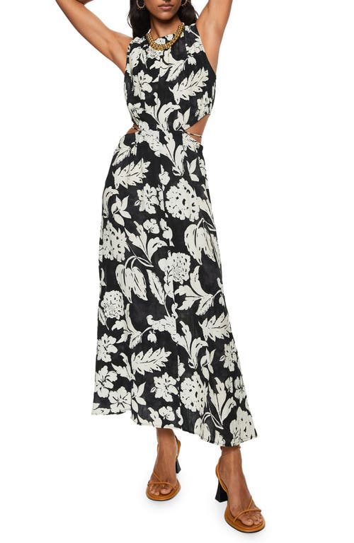 MANGO Floral Cutout Maxi Dress in Beige at Nordstrom, Size 16