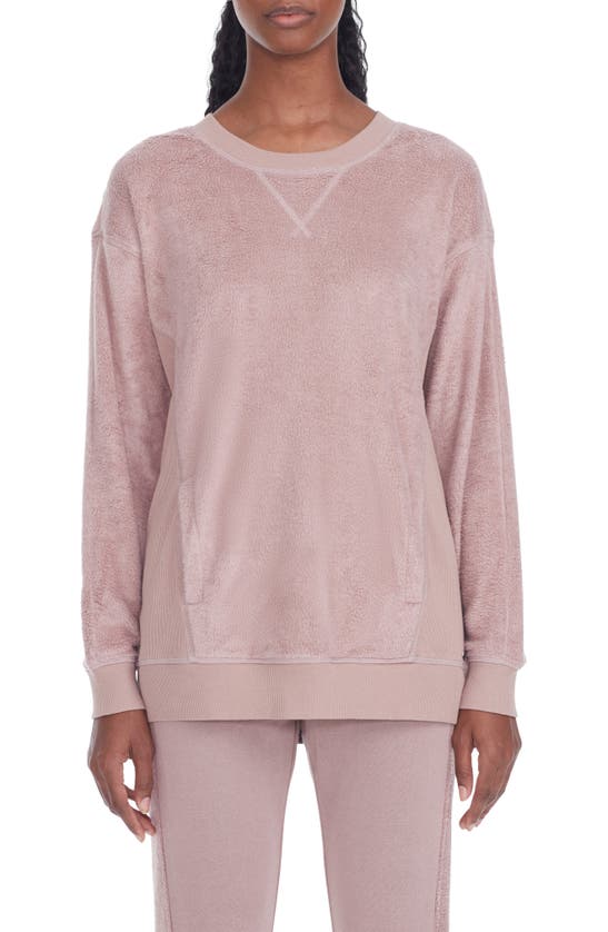 Andrew Marc Sport Crew Neck Fleece Sweatshirt In Rouge