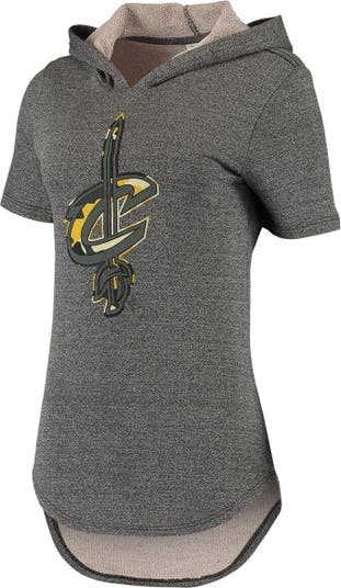 Cleveland Cavaliers Majestic Threads Women's Camo Pop Tri-Blend Short Sleeve  Pullover Hoodie - Heathered Black