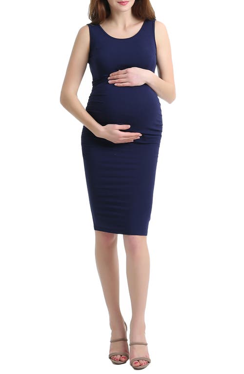 Delia Ruched Maternity Tank Dress in Navy