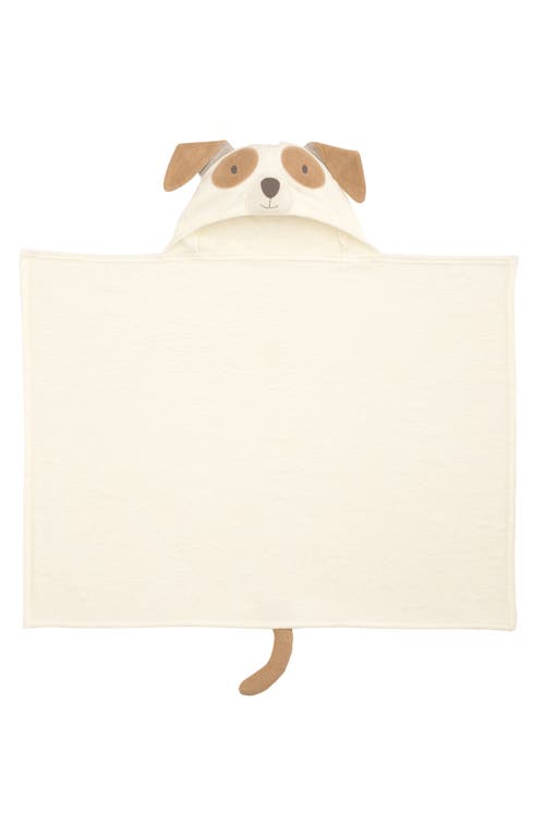 Elegant Baby Terry Velour Hooded Puppy Towel In Beige