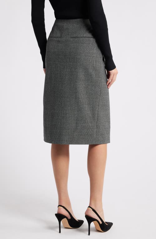 Hugo Boss Vitoka Wrap-over Skirt In Charcoal Plaid